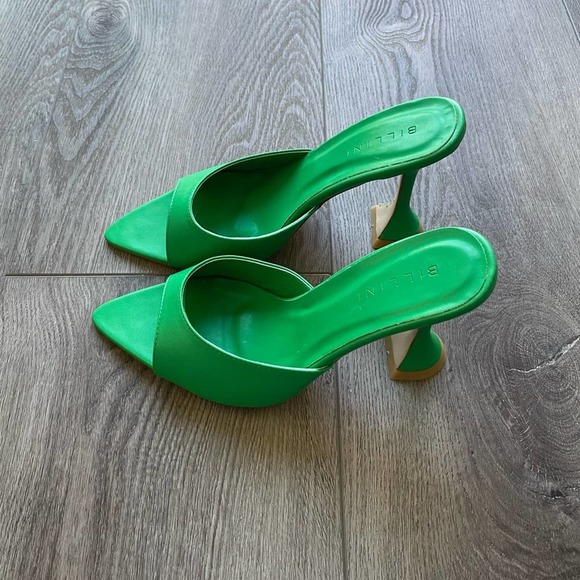 billini zabrina green glam pointed toe slip on mule high heel shoes size 8 new - Picture 6 of 10